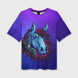 Футболка оверсайз женская Retrowave Neon Horse, цвет: 3D-принт