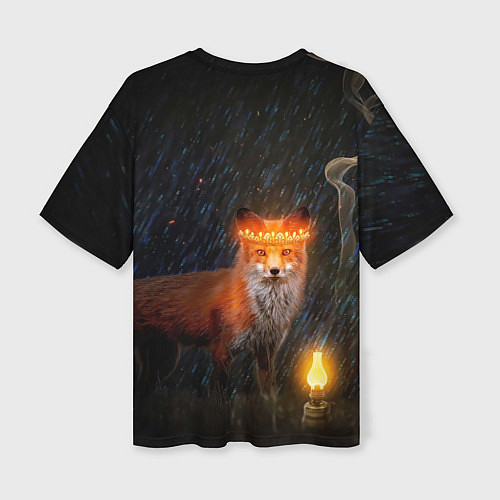 Женская футболка оверсайз Лиса с огненной короной / 3D-принт – фото 2