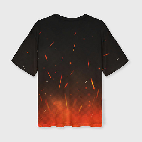 Женская футболка оверсайз Valheim викинг в огне / 3D-принт – фото 2