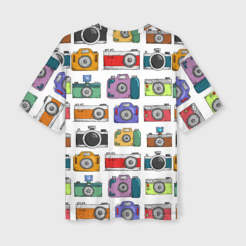 Женская футболка оверсайз Фотоаппараты / 3D-принт – фото 2