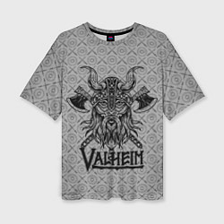 Женская футболка оверсайз Valheim Viking dark
