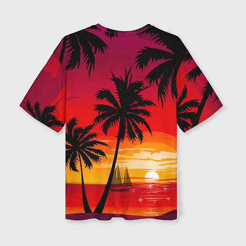 Женская футболка оверсайз Гавайский закат / 3D-принт – фото 2