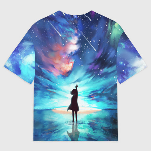 Женская футболка оверсайз Дотянуться до космоса / 3D-принт – фото 2