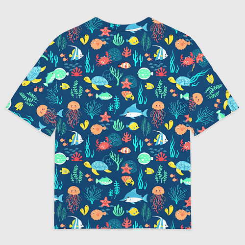 Женская футболка оверсайз Морские жители / 3D-принт – фото 2
