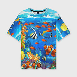 Женская футболка оверсайз Коралловые рыбки