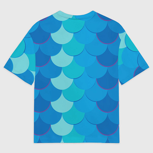Женская футболка оверсайз Синяя чешуя рыбы / 3D-принт – фото 2