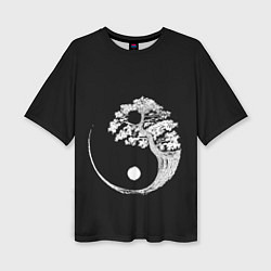 Женская футболка оверсайз Yin and Yang Bonsai Tree