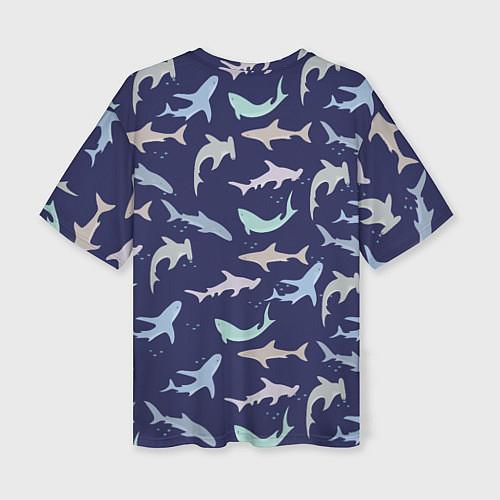 Женская футболка оверсайз Акулы разные / 3D-принт – фото 2