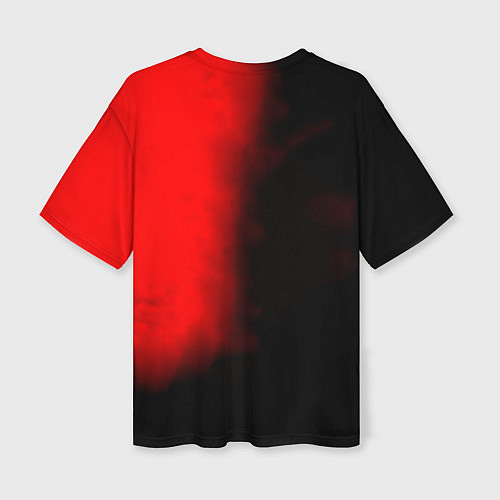 Женская футболка оверсайз Чёрный Аста красный туман / 3D-принт – фото 2