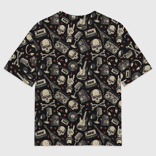 Женская футболка оверсайз Scull pattern rock / 3D-принт – фото 2
