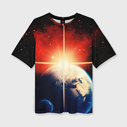 Женская футболка оверсайз Космос земля 3D