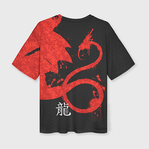 Женская футболка оверсайз Китайский Дракон брызгами / 3D-принт – фото 2
