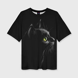 Женская футболка оверсайз Черный кот