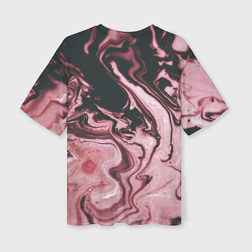 Женская футболка оверсайз Розовые Разводы С черными / 3D-принт – фото 2