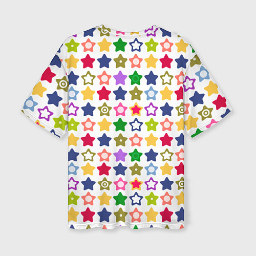 Женская футболка оверсайз Разноцветные звездочки / 3D-принт – фото 2