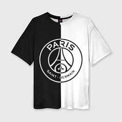 Футболка оверсайз женская ФК ПСЖ PSG BLACK & WHITE, цвет: 3D-принт