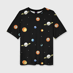 Женская футболка оверсайз Планеты в космосе