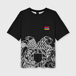 Женская футболка оверсайз Герб Армении и флаг