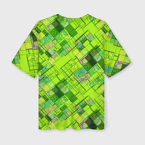 Женская футболка оверсайз Ярко-зеленый абстрактный узор / 3D-принт – фото 2