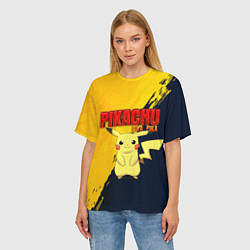 Футболка оверсайз женская PIKACHU PIKA PIKA ПИКАЧУ, цвет: 3D-принт — фото 2