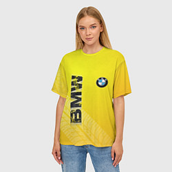 Футболка оверсайз женская BMW СЛЕДЫ ШИН БМВ, цвет: 3D-принт — фото 2