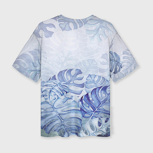Женская футболка оверсайз Синие листья / 3D-принт – фото 2