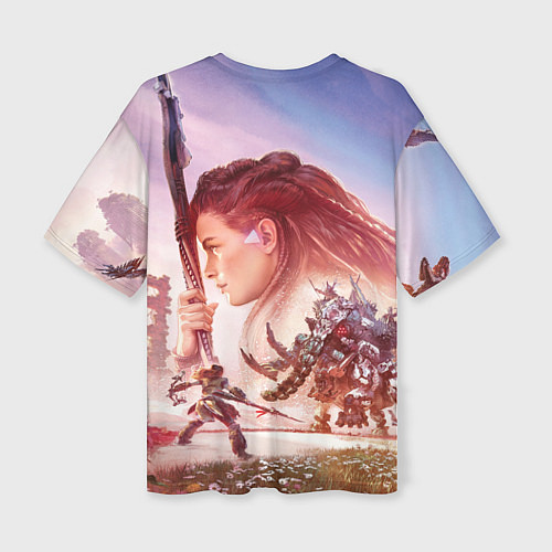 Женская футболка оверсайз Элой Horizon Forbidden West DE / 3D-принт – фото 2