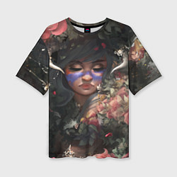 Женская футболка оверсайз Суккуб Демонесса в цветах
