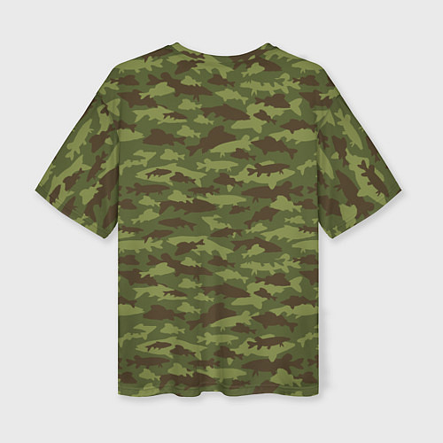 Женская футболка оверсайз Рыбак камуфляж из рыб / 3D-принт – фото 2