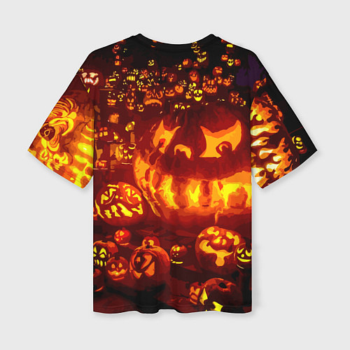 Женская футболка оверсайз Тыквы на Хэллоуин / 3D-принт – фото 2