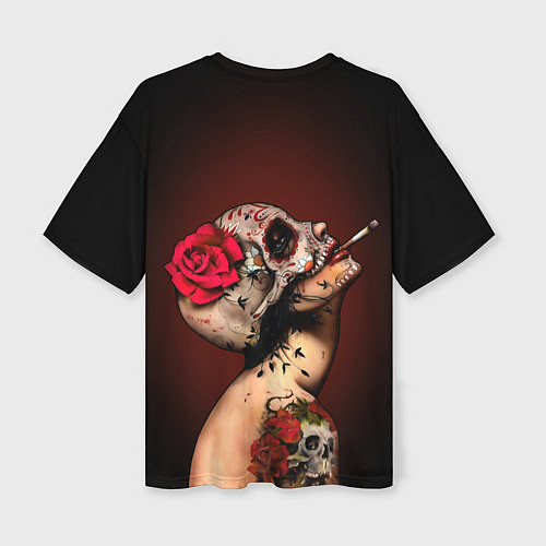 Женская футболка оверсайз Ведьма с красной розой / 3D-принт – фото 2