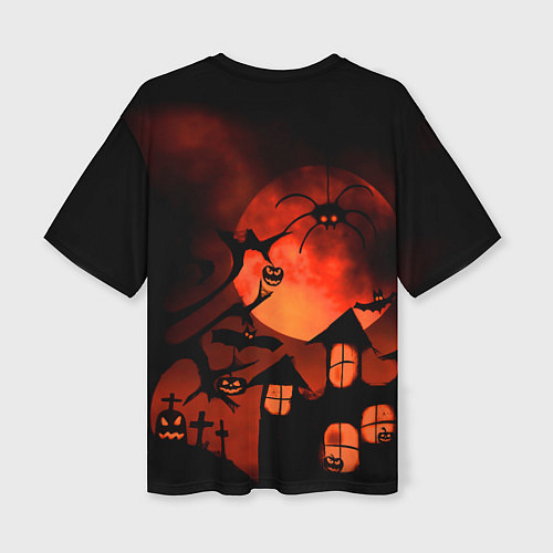 Женская футболка оверсайз Красная луна на Хэллоуин / 3D-принт – фото 2