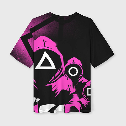 Женская футболка оверсайз Игра в кальмара красные костюмы / 3D-принт – фото 2