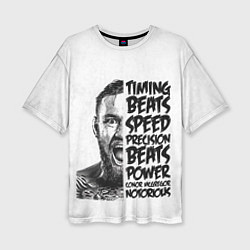 Женская футболка оверсайз Timing beats speed precision beats power