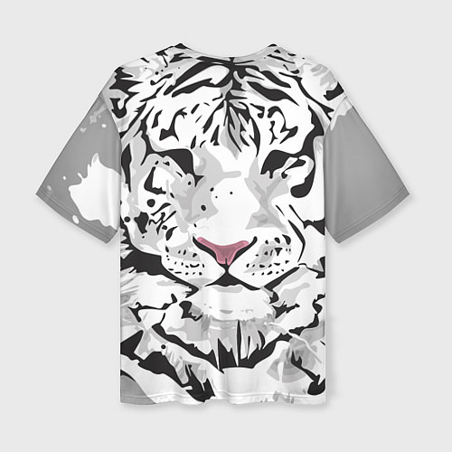 Женская футболка оверсайз Белый снежный тигр / 3D-принт – фото 2