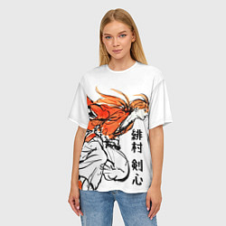 Футболка оверсайз женская Химура - Бродяга Кенсин, цвет: 3D-принт — фото 2