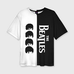 Женская футболка оверсайз The Beatles черно - белый партер