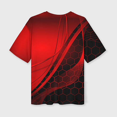 Женская футболка оверсайз LEXUS RED GEOMETRY ЛЕКСУС / 3D-принт – фото 2