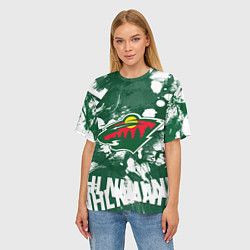 Футболка оверсайз женская Minnesota Wild, Миннесота Уайлд, цвет: 3D-принт — фото 2