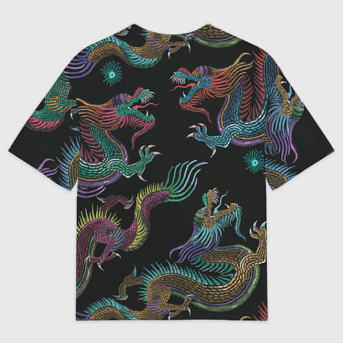 Женская футболка оверсайз Цветные драконы / 3D-принт – фото 2