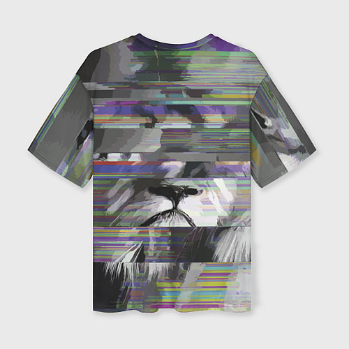 Женская футболка оверсайз Glitch lion 2020 / 3D-принт – фото 2