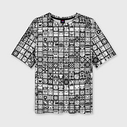 Женская футболка оверсайз Геометри Даш паттерн Geometry Dash