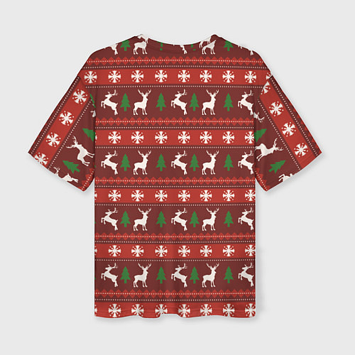 Женская футболка оверсайз Рождественский удивленный тигр / 3D-принт – фото 2