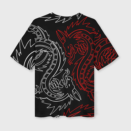 Женская футболка оверсайз БЕЛО КРАСНЫЙ ДРАКОН RED WHITE DRAGON / 3D-принт – фото 2
