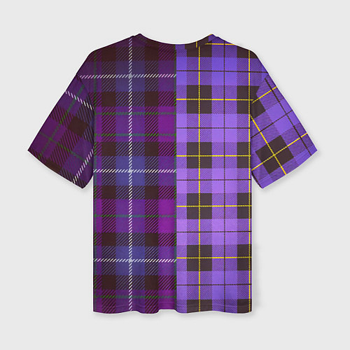 Женская футболка оверсайз Purple Checkered / 3D-принт – фото 2