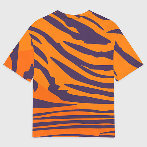 Женская футболка оверсайз Тигр с черепом / 3D-принт – фото 2