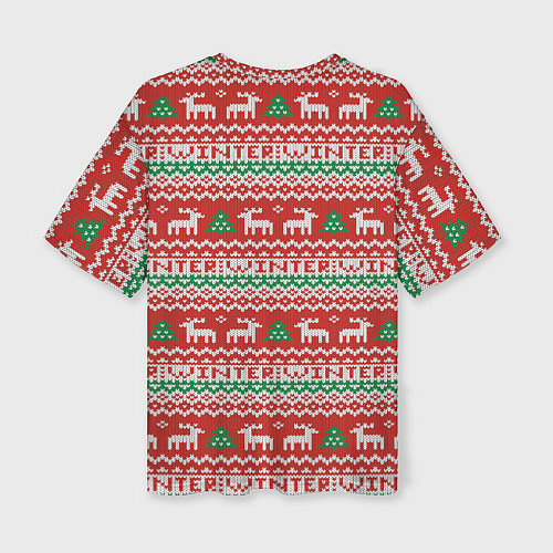 Женская футболка оверсайз Deer Christmas Pattern / 3D-принт – фото 2