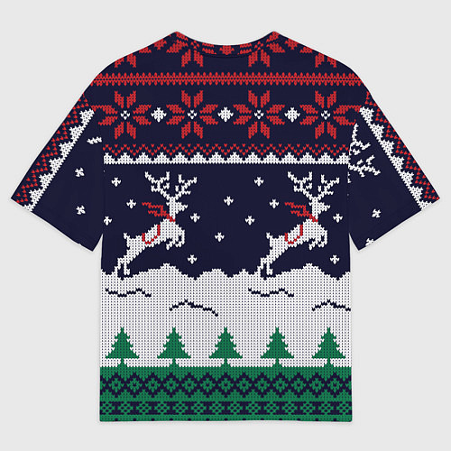Женская футболка оверсайз СВИТЕР С ОЛЕНЯМИ DEER SWEATER / 3D-принт – фото 2
