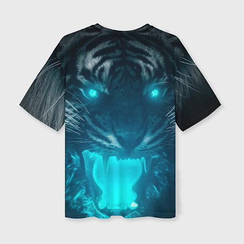 Женская футболка оверсайз Неоновый водяной тигр 2022 / 3D-принт – фото 2