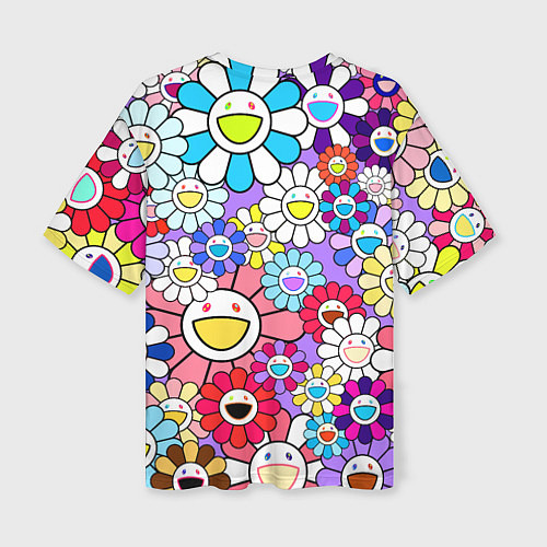 Женская футболка оверсайз Цветы Takashi Murakami / 3D-принт – фото 2